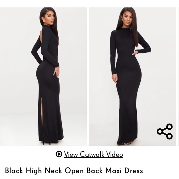 pretty little thing black high neck dress